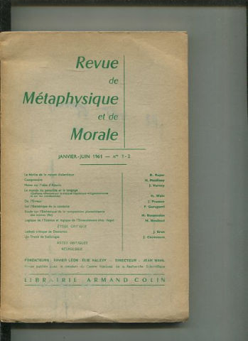 REVUE DE METAPHYSIQUE ET DE MORALE. JANVIER-JUIN Nº.1-2.