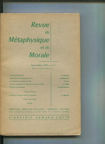 REVUE DE METAPHYSIQUE ET DE MORALE. JANVIER-MARS Nº 1.