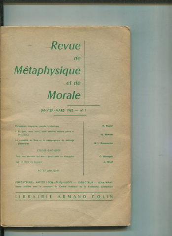 REVUE DE METAPHYSIQUE ET DE MORALE. JANVIER-MARS Nº 1.