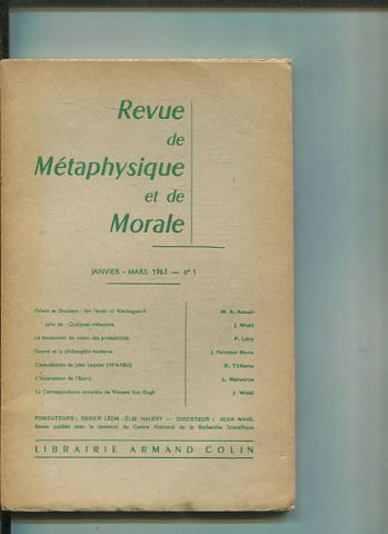 REVUE DE METAPHYSIQUE ET DE MORALE. JANVIER-MARS Nº 1.