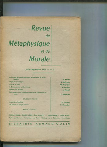 REVUE DE METAPHYSIQUE ET DE MORALE. JUILLET-SEPTEMBRE Nº3.