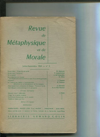 REVUE DE METAPHYSIQUE ET DE MORALE. JUILLET-SEPTEMBRE Nº3.