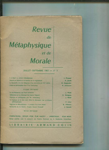 REVUE DE METAPHYSIQUE ET DE MORALE. JUILLET-SEPTEMBRE Nº3.