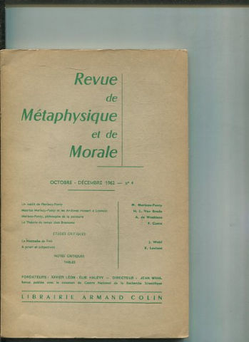 REVUE DE METAPHYSIQUE ET DE MORALE. OCTOBRE-DECEMBRE Nº4.