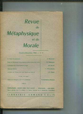 REVUE DE METAPHYSIQUE ET DE MORALE. OCTOBRE-DECEMBRE Nº4.