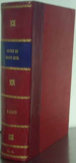 REVUE TRIMESTRIELLE DE DROIT CIVIL. ANNEE 1959, RELIEE EN 1 VOLUME.