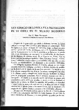 SAN IGNACIO DE LOYOLA Y LA PROYECCION DE SU OBRA EN EL MUNDO MODERNO.