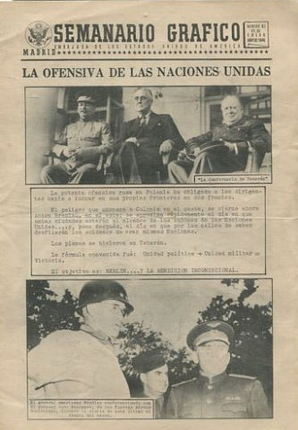 SEMANARIO GRAFICO. EMBAJADA DE LOS ESTADOS UNIDOS DE AMERICA MADRID. Nº 81-12 DE ENERO  DE 1945.