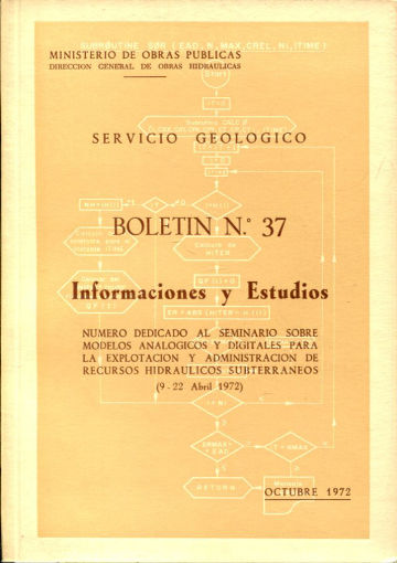 SERVICIO GEOLOGICO. BOLETIN Nº 37: NUMERO DEDICADO AL SEMINARIO SOBRE MODELOS ANALOGICOS Y DIGITALES PARA LA EXPLOTACION Y ADMINISTRACION DE RECURSOS HIDRAULICOS SUBTERRANEOS.