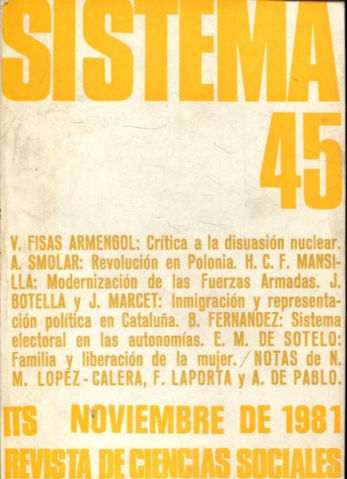 SISTEMA. REVISTA DE CIENCIAS SOCIALES. Nº 45.