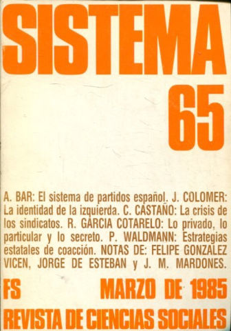 SISTEMA. REVISTA DE CIENCIAS SOCIALES. Nº 65.