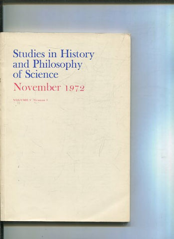 STUDIES IN HISTORY AND PHILOSOPHY OF SCIENCE. VOLUME 3 NUMBER 3.