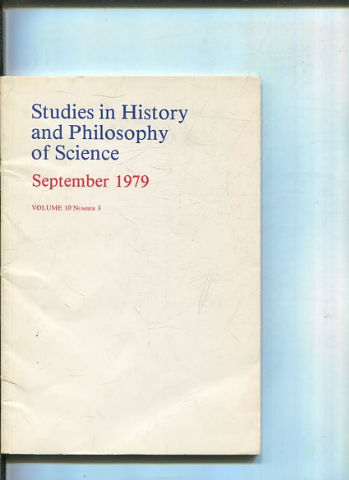 STUDIES IN HISTORY AND PHILOSOPHY OF SCIENCE. VOLUME 10 NUMBER 3.