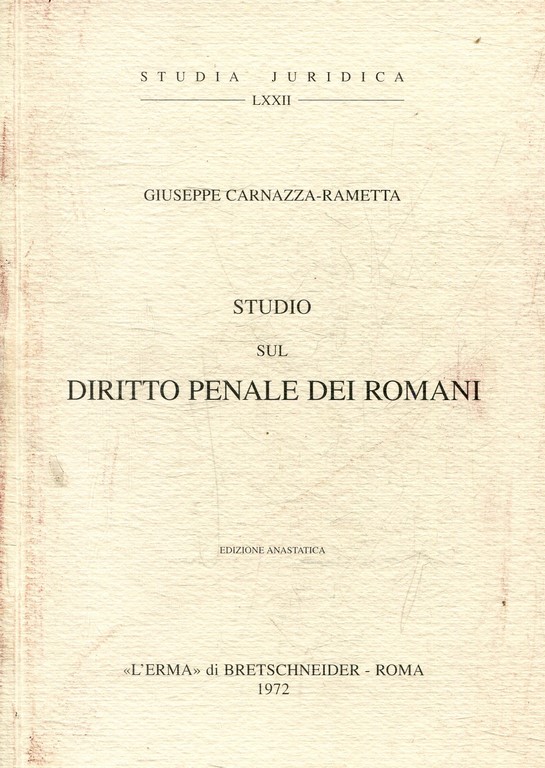 STUDIO SUL DIRITTO PENALE DEI ROMANI.