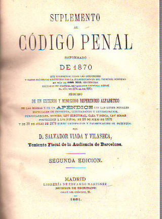 SUPLEMENTO AL CODIGO PENAL REFORMADO DE 1870