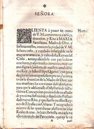 SÚPLICA DIRIGIDA POR EL PRELADO DE GRANADA A LA REINA ESPOSA DE FELIPE IV PARA SOLICITAR EN BIEN DE TODOS LOS FELIGRESES Y DE TODOS LOS REINOS DE ESPAÑA CONCEDIENDO EL DÍA DE SANTA BRÍGIDA COMO DÍA FESTIVO, PÍO Y RELIGIOSO.