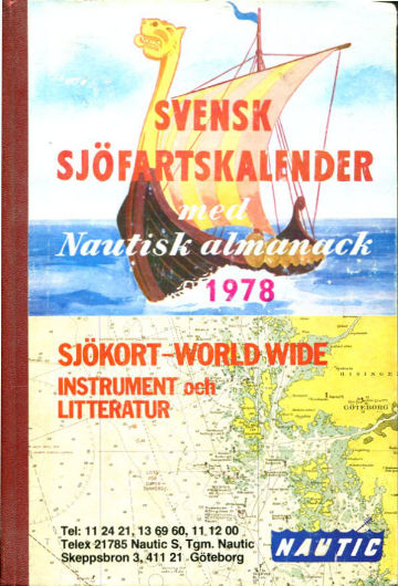 SVENSK SJÖFARTSKALENDER MED NAUTISK ALMANACK 1978.