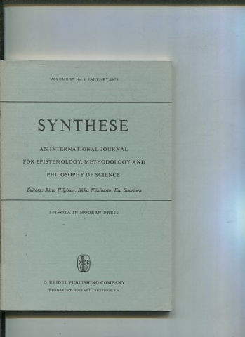 SYNTHESE AN INTERNATIONAL JOURNAL FOR EPISTEMOLOGY, METHODOLOGY AND PHILOSOPHY OF SCIENCE.  VOLUME 37 Nos. 1 JANUARY 1978.