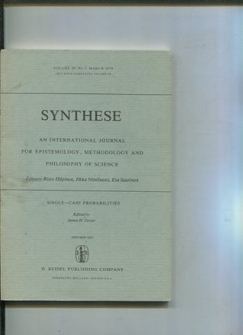 SYNTHESE AN INTERNATIONAL JOURNAL FOR EPISTEMOLOGY, METHODOLOGY AND PHILOSOPHY OF SCIENCE.  VOLUME 40 Nos. 3. MARCH 1979. THIS ISSUE COMPLETES VOLUME 40.