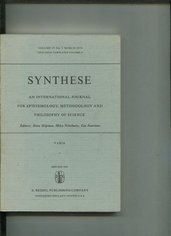 SYNTHESE AN INTERNATIONAL JOURNAL FOR EPISTEMOLOGY, METHODOLOGY AND PHILOSOPHY OF SCIENCE.  VOLUME 37 Nos. 3. MARCH 1978. THE ISSUE COMPLETES VOLUME 37.