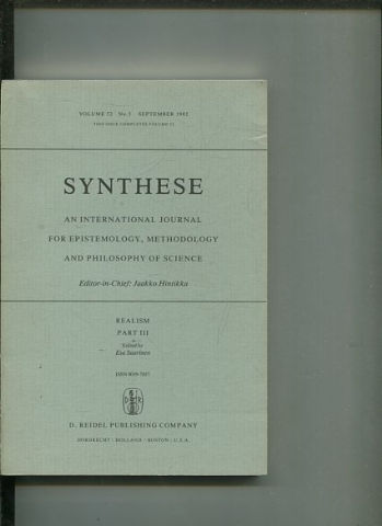 SYNTHESE AN INTERNATIONAL JOURNAL FOR EPISTEMOLOGY, METHODOLOGY AND PHILOSOPHY OF SCIENCE.  VOLUME 52 Nos. 3. SEPTEMBER 1982.