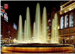 TARJETA POSTAL DE VALENCIA. Nº 1028: PLAZA DEL CAUDILLO NOCTURNA.