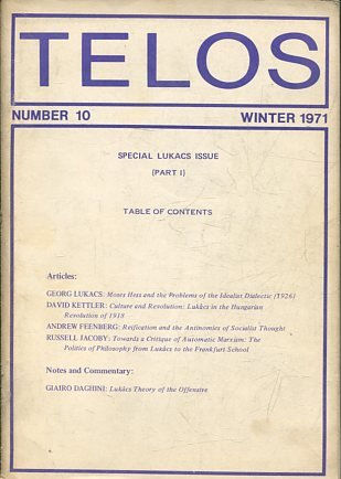 TELOS: NUMBER 10 (WINTER 1971).