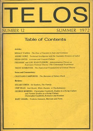 TELOS: NUMBER 12 (SUMMER 1972).