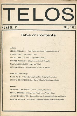 TELOS: NUMBER 13 (FALL 1972).