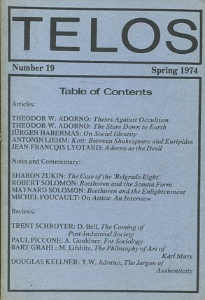 TELOS: NUMBER 19 (SPRING 1974).