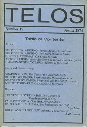 TELOS: NUMBER 19 (SPRING 1974).