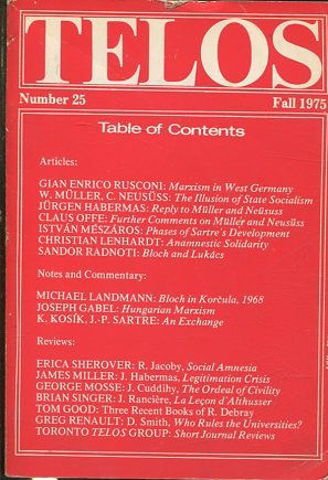 TELOS: NUMBER 25 (FALL 1975).