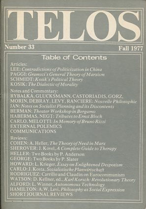 TELOS: NUMBER 33 (FALL 1977).