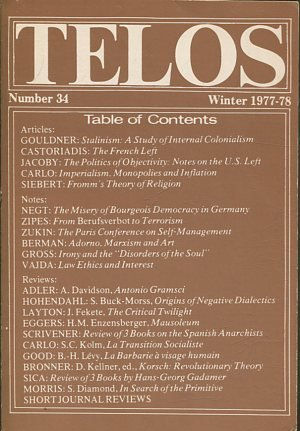 TELOS: NUMBER 34 (WINTER 1977-78).