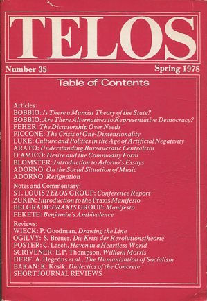 TELOS: NUMBER 35 (SPRING 1978).