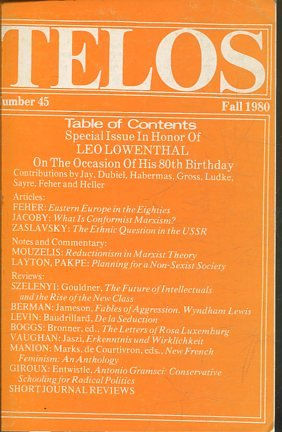 TELOS: NUMBER 45 (FALL 1980).