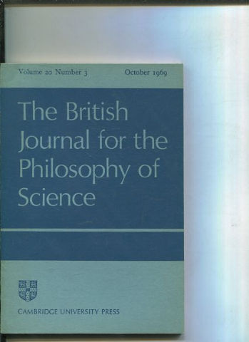 THE BRITISH JOURNAL FOR THE PHILOSOPHY OF SCIENCE. VOLUME 20 NUMBER 3.