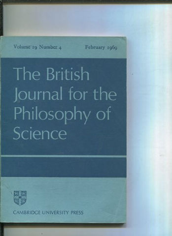 THE BRITISH JOURNAL FOR THE PHILOSOPHY OF SCIENCE. VOLUME 19 NUMBER 4.