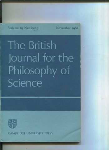 THE BRITISH JOURNAL FOR THE PHILOSOPHY OF SCIENCE. VOLUME 19 NUMBER 3.