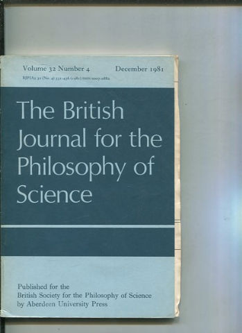 THE BRITISH JOURNAL FOR THE PHILOSOPHY OF SCIENCE. VOLUME 320 NUMBER 4.