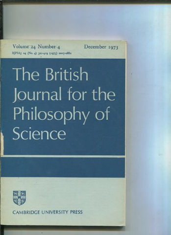 THE BRITISH JOURNAL FOR THE PHILOSOPHY OF SCIENCE. VOLUME 24 NUMBER 4.