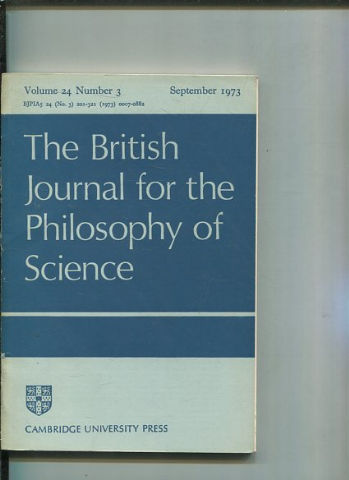 THE BRITISH JOURNAL FOR THE PHILOSOPHY OF SCIENCE. VOLUME 24 NUMBER 3.