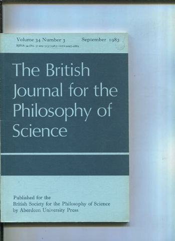 THE BRITISH JOURNAL FOR THE PHILOSOPHY OF SCIENCE. VOLUME 34  NUMBER 3.