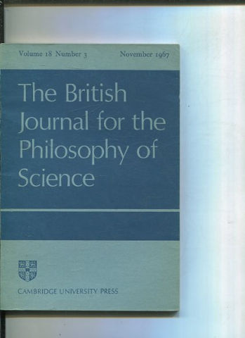 THE BRITISH JOURNAL FOR THE PHILOSOPHY OF SCIENCE. VOLUME 18 NUMBER 3.