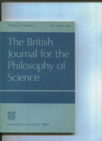 THE BRITISH JOURNAL FOR THE PHILOSOPHY OF SCIENCE. VOLUME 18 NUMBER 3.