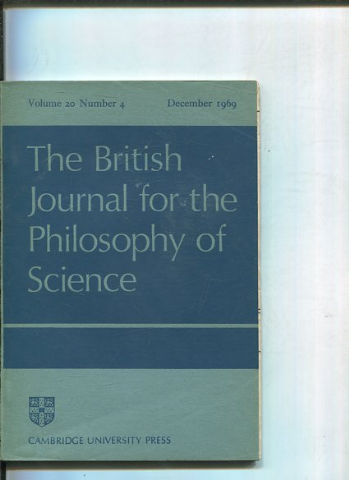 THE BRITISH JOURNAL FOR THE PHILOSOPHY OF SCIENCE. VOLUME 20 NUMBER 4.