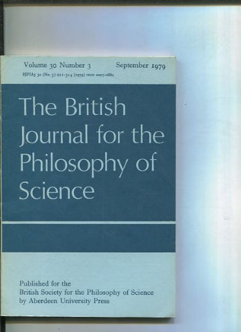 THE BRITISH JOURNAL FOR THE PHILOSOPHY OF SCIENCE. VOLUME 30 NUMBER 3.