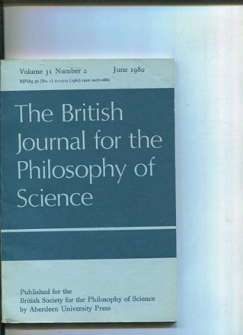 THE BRITISH JOURNAL FOR THE PHILOSOPHY OF SCIENCE. VOLUME 31 NUMBER 2.