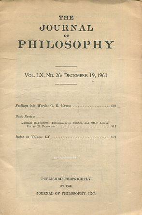 THE JOURNAL OF PHILOSOPHY. VOLUME L, NO. 26: DECEMBER 19, 1963. FEELINGS INTO WORDS.