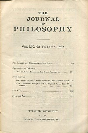 THE JOURNAL OF PHILOSOPHY. VOLUME LIX, NO. 14: JULY 5, 1962. THE REDUCTION OF TEMPERATURE. COMMENTS AND CRITICISM.